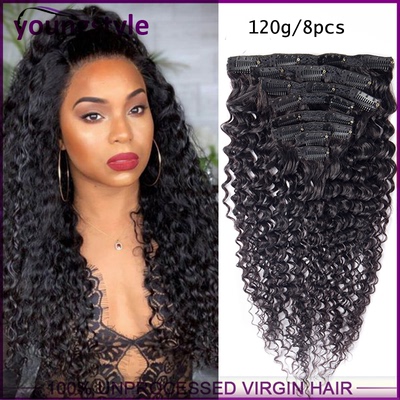 Brazilian Kinky curly Clip In Human Hair Extension卡子发120g