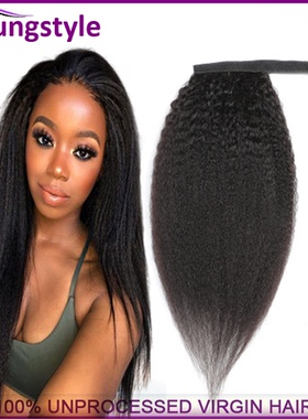 Brazilian Clip in Ponytail human Hair kinky straight100g马尾