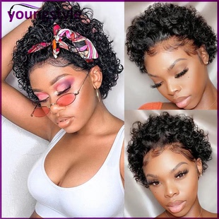 Pixie Cut Wig Short Bob Curly t part 13*1 Lace Front Wigs