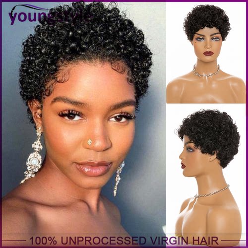 short wavy wig 100% virgin human hair wigs 短发机制头套