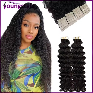 Peruvian Human Hair Deep Wave Tape In Human Hair Extensions