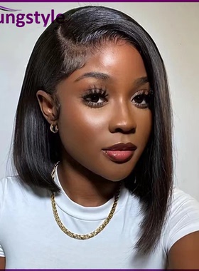 Short Bob Wig Straight 13x4 Full Lace Front Human Hair Wigs