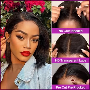 wear and go glueless short bob wig brazilian human hair wigs
