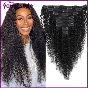 Kinky Curly Hair Clip In Hair Extension Brazilian Human Hair