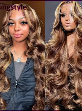 p4/27# body wave 13*4 lace front wig Peruvian human hair wig