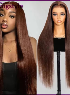 brown straight 13*4 lace front wig Peruvian human hair wigs