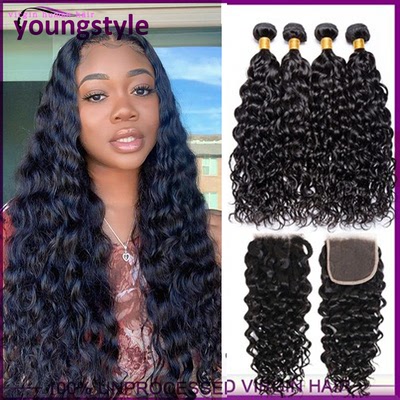 Water Wave Peruvian Virgin Human Hair Weave Bundles 100g