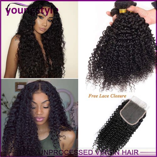 8a grade kinky curly indian human virgin hair with closure