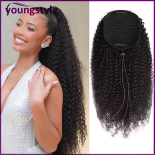 Curly kinky Drawstring Ponytail Human Hair Extensions100g