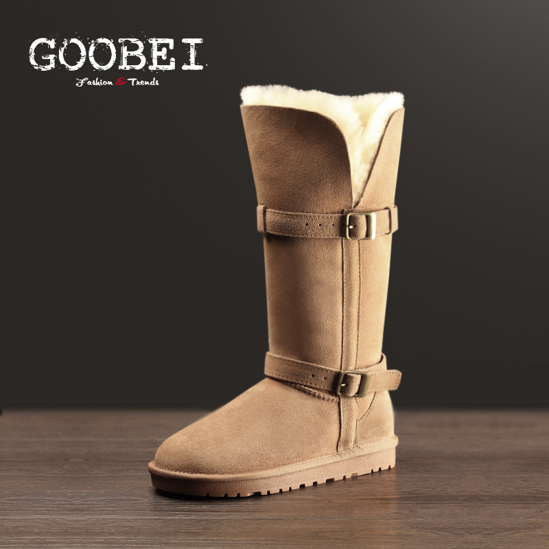 2025新款女神皮扣两穿羊毛一体雪地靴真皮高筒骑士靴冬季长靴棉鞋