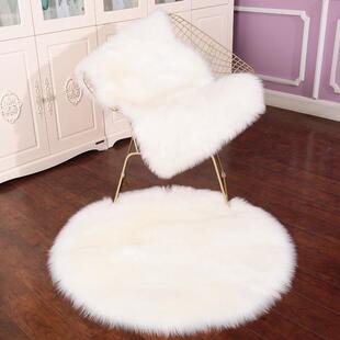 长毛绒椅垫地垫网红白毛毛装饰圆形梳妆台凳子北欧ins仿羊毛地毯