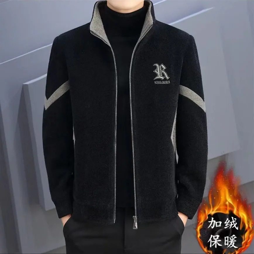 跨境外套秋冬季痞帅韩版潮流休闲呢子大衣男高级感毛呢保暖厚夹克