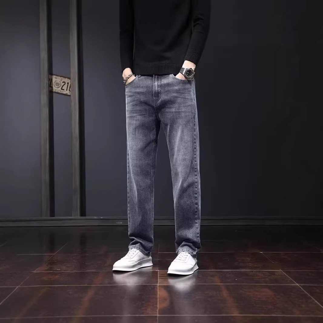 美式潮牌宽松百搭直筒牛仔裤男款轻商务弹力耐磨耐穿劳保工作裤子