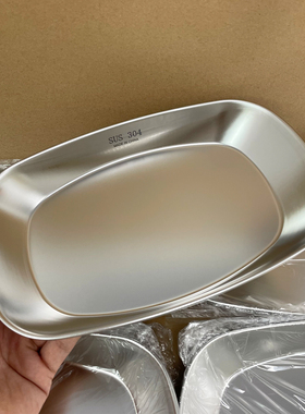 304不锈钢长方形盘子早餐甜品蛋糕盘韩式烤肉平底盘小吃备菜家用