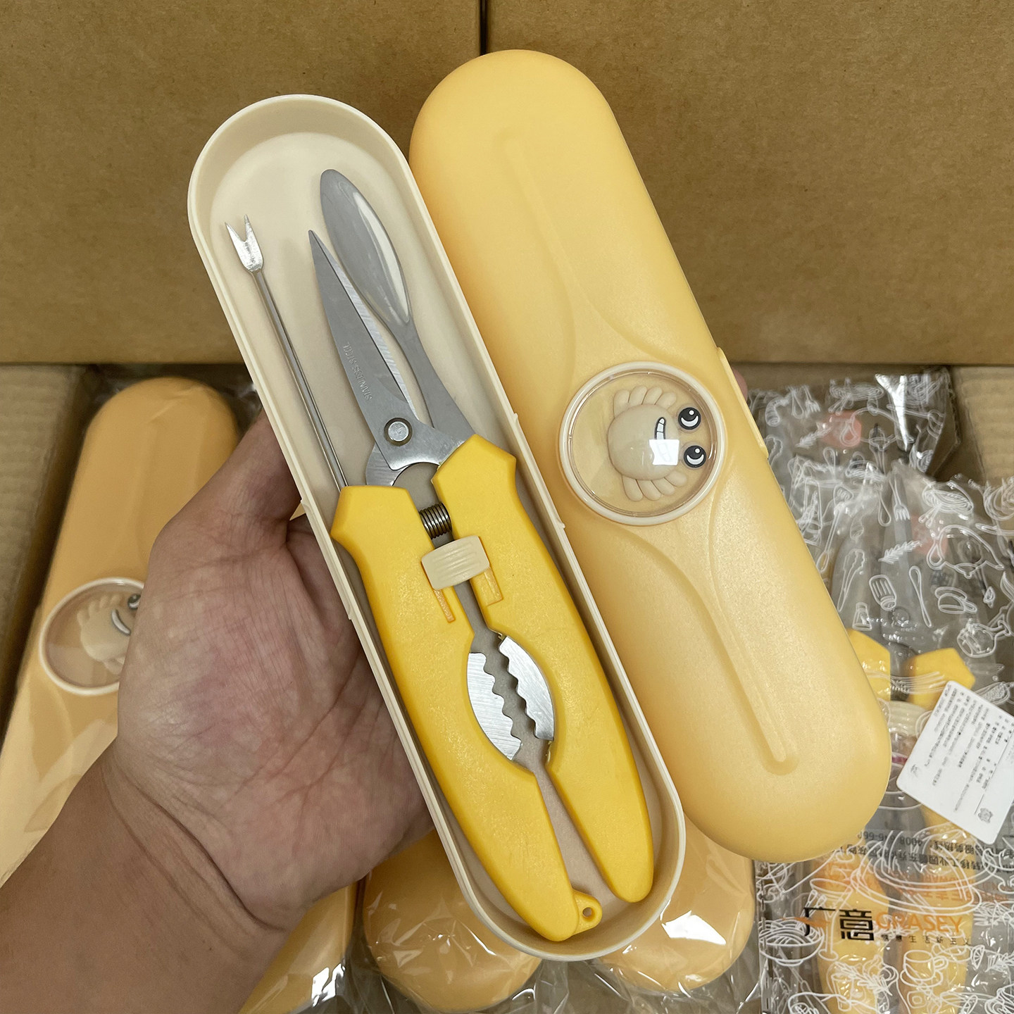 吃蟹工具蟹八件304不锈钢蟹钳夹子吃螃蟹专用神器大闸蟹三件套装