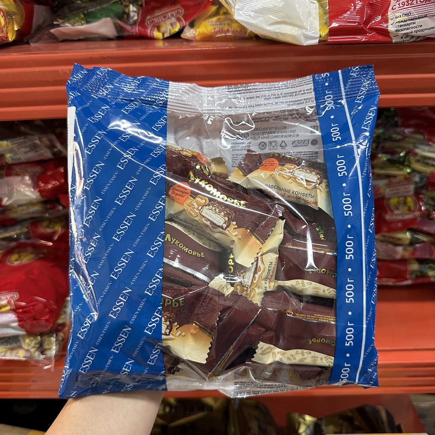 俄罗斯进口唯臻农场巧克力夹心威化饼干大米粒可可零食单独小包装