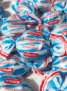俄罗斯roshen如胜滴滴香奶糖奶油夹心奶球太妃糖硬糖原味喜糖特浓
