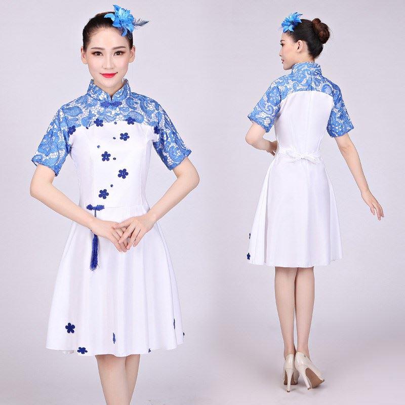 中国风青花瓷六一节男女童中小学生大合唱服装古筝诗歌朗诵演出|ruв категории Женская одежда, костюм/национальная одежда/театр костюм, национальная одежда/этап погрузки - от Buy2taobao.com для оказания профессиональной услуги покупки агента Taobao