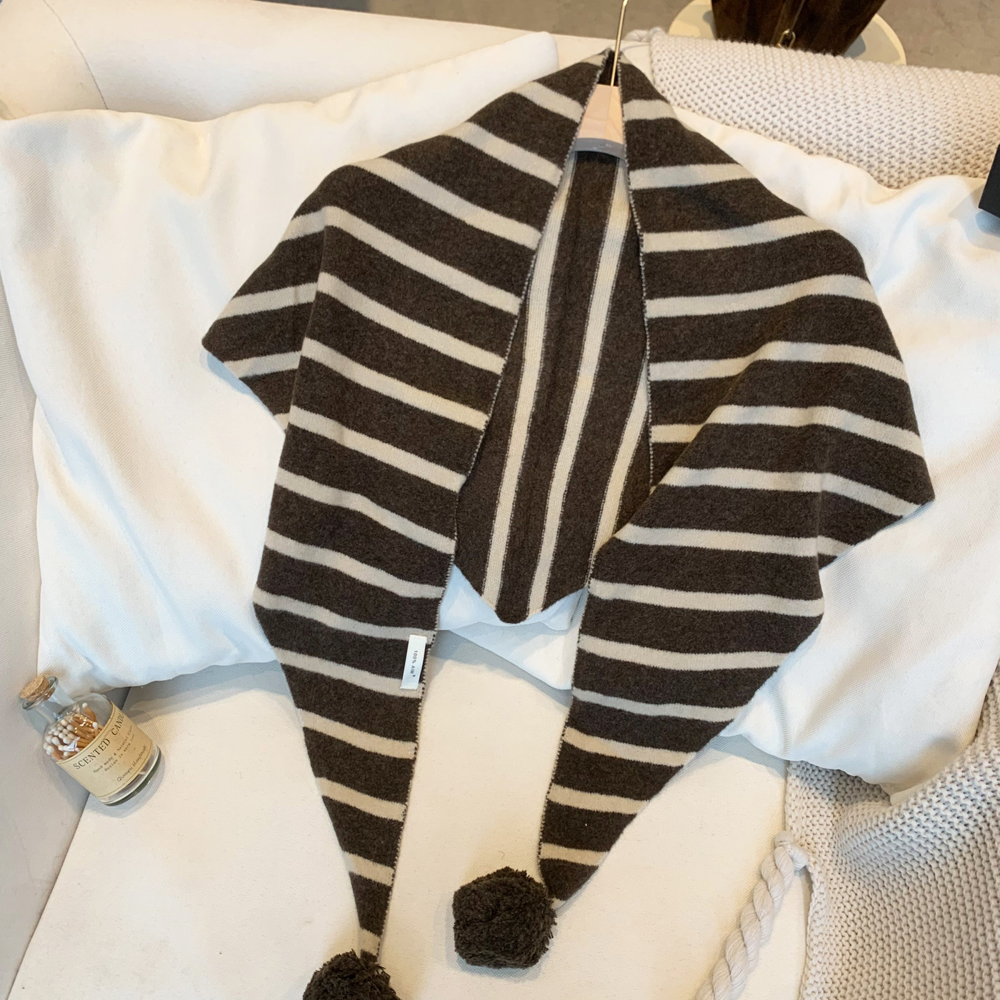 羊毛针织三角巾女羊毛披肩秋冬季新款条纹毛钱日系坎肩围巾女潮,服饰配件/皮带/帽子/围巾,围巾/丝巾/披肩,淘宝优惠券,粉丝福利购,淘宝优惠卷