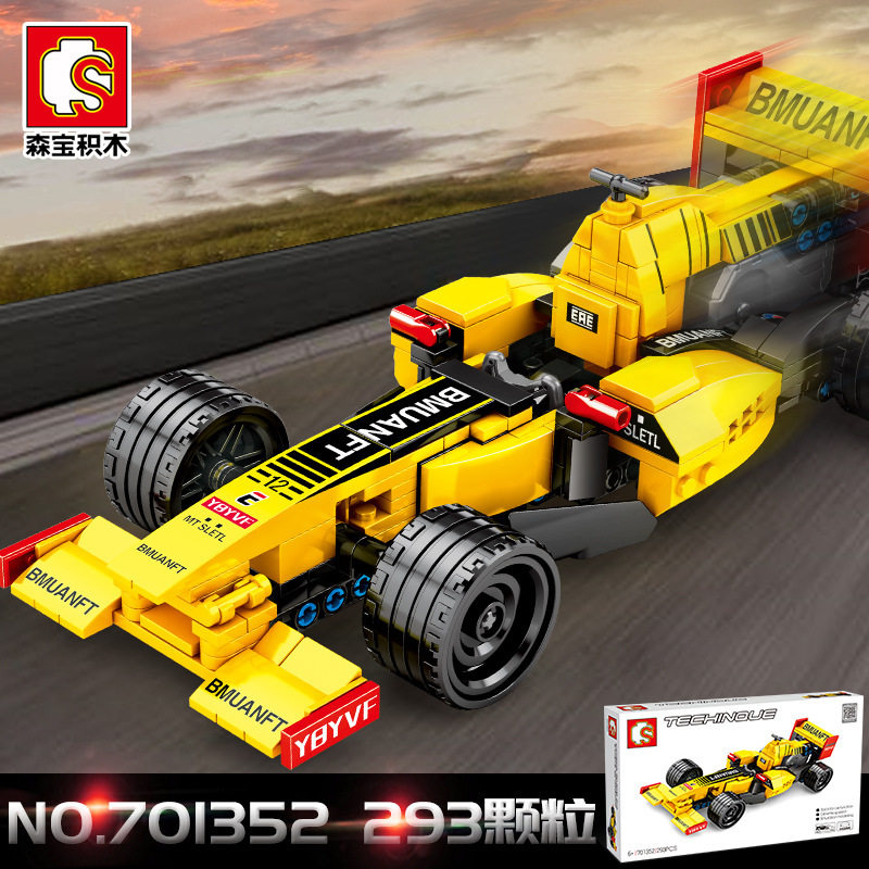 新款 701354积木积械狂飙F1方程式赛车拼插拼装玩具701352拼接
