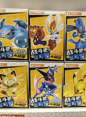 正版奇妙积木k20247战斗吧宝可梦拼装第一弹皮卡丘喵喵甲贺忍蛙