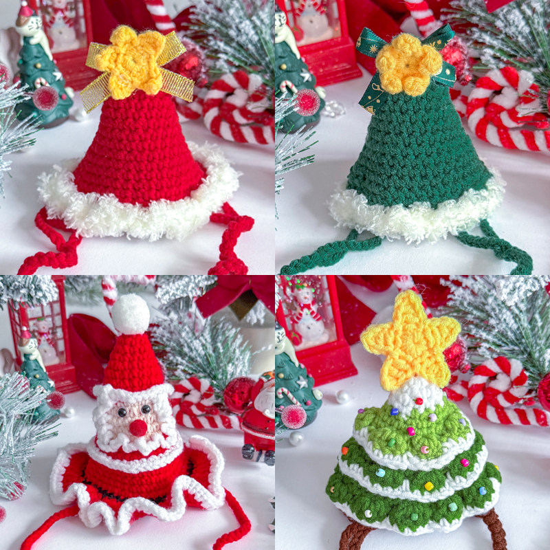 宠物猫咪狗狗圣诞帽子布偶猫小猫小狗小型犬头饰节日配饰装饰品