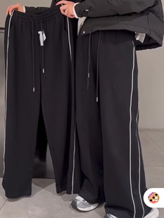 2026春秋运动裤高腰长裤运动新款直筒韩版休闲裤黑色卫裤宽松休闲
