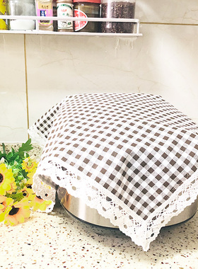 家用椭圆形电饭煲防尘罩套棉麻蕾丝多功能盖巾345L电压力锅遮盖布