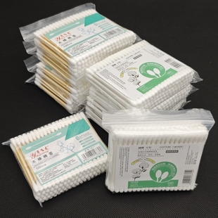 木柄棉棒胶柄棉签 双头棉花棒挖耳棉花球耳孔清洁棉化装棉100支装