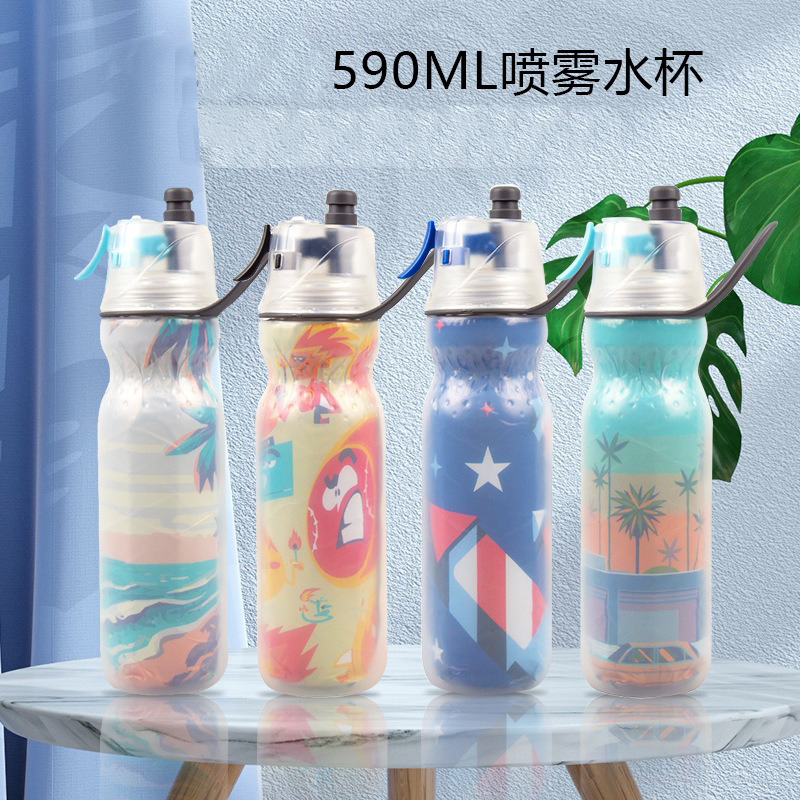 运动骑行大容量户外保冷喷雾水杯