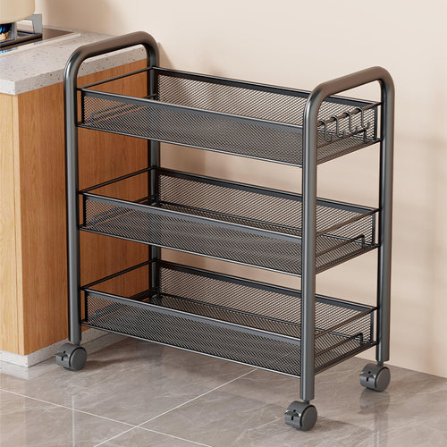 日本进口厨房多功能置物架可移动蔬菜架子零食货架多层收纳小推车 - 封面