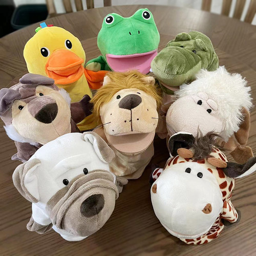 手偶玩具动物手套嘴巴能动毛绒娃娃互动玩偶公仔幼儿园腹语可张嘴