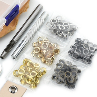 优质黄铜气眼40套+安装工具鸡眼扣皮带孔吊牌眼鞋金色古铜银黑色