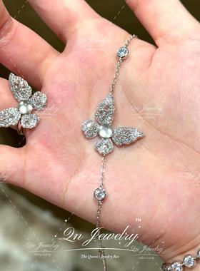 QnJewelry/ 仙气蝴蝶手链 天然水沫玉s925纯银手链A99