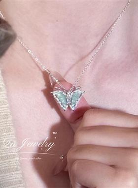 Qn Jewelry/福蝶 925纯银天然蓝水蝴蝶项链A20
