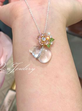 QnJewelry/ 弗洛拉 天然水沫玉蔷薇花s925纯银项链a10