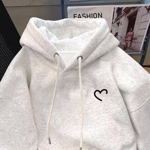 女中大童纯棉加绒卫衣秋冬儿童美式宽松懒惰初中学生早秋女孩上衣