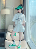 女童夏季 短裙T恤两件套裙子 儿童POLO领学院风t短袖 套装 裙2024新款