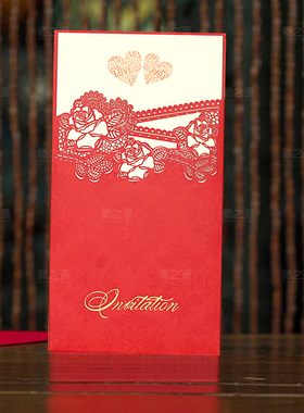 结婚庆创意请帖婚礼请柬喜帖邀请函高档中式红色2025个性
