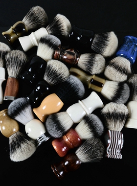 盲盒传统湿剃人造丝剃须刷泡沫刷胡刷软硬皂通吃刷柄随机发送支架