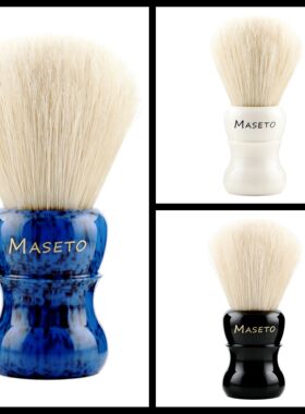 MASETO美因茨26mm高端天然猪鬃剃须刷胡刷不扎脸起泡快软硬皂通吃