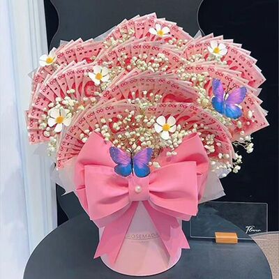 创意国风有钱花抱抱桶DIY材料包七夕情人节礼物女友闺蜜生日礼物