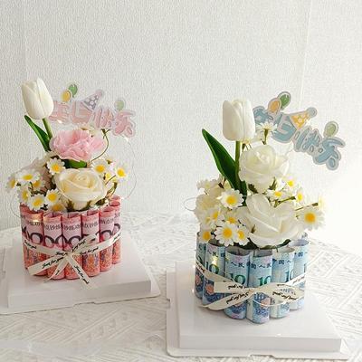 创意diy仿真香皂花有钱花材料包蛋糕花束礼盒母亲节送妈妈闺蜜