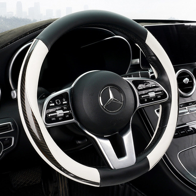 新款汽车方向盘套 厂家 碳纤维纹路拼色把套