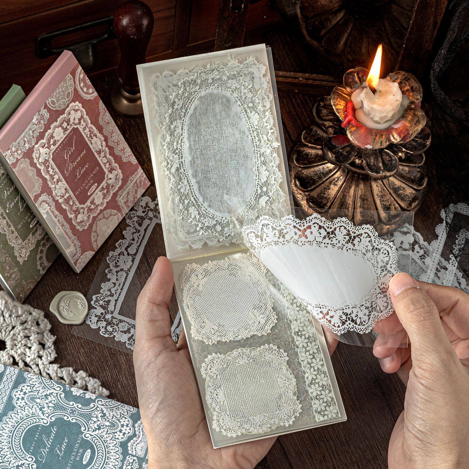 糖诗PET贴纸本 蕾丝博物馆 复古百搭素材手帐痛包diy装饰打底