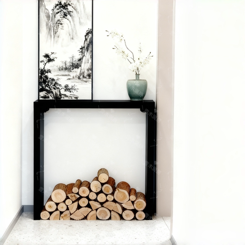 侘寂风入户玄关桌白蜡木玄关台