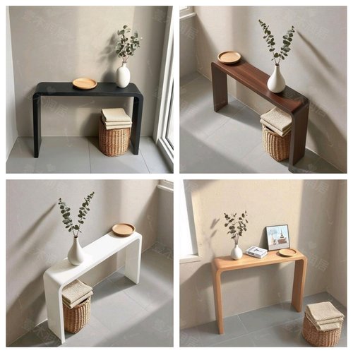 侘寂风实木玄关桌长条台案窄边桌