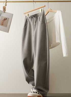 灰色高腰香蕉裤女2026秋冬新款运动卫裤大码阔腿裤宽松休闲镰刀裤