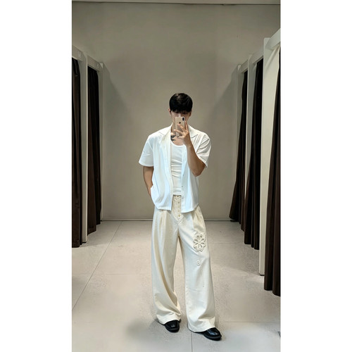 柏槿序全包内里亚麻直筒休闲裤