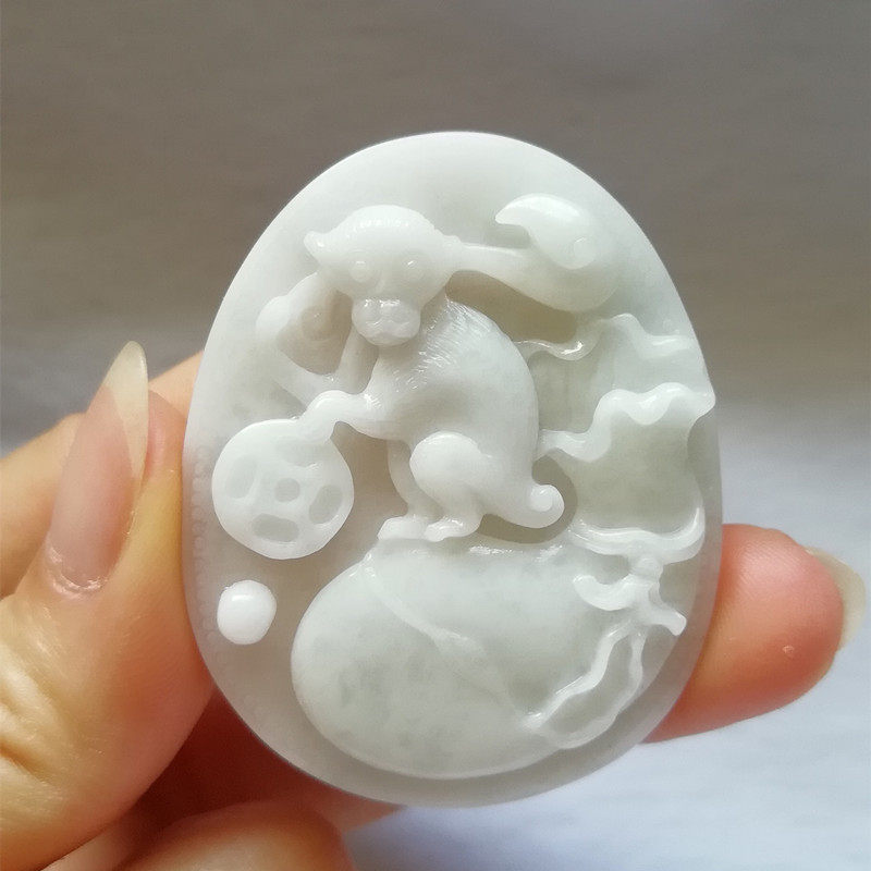 正品天然独山玉猴子福到吊坠